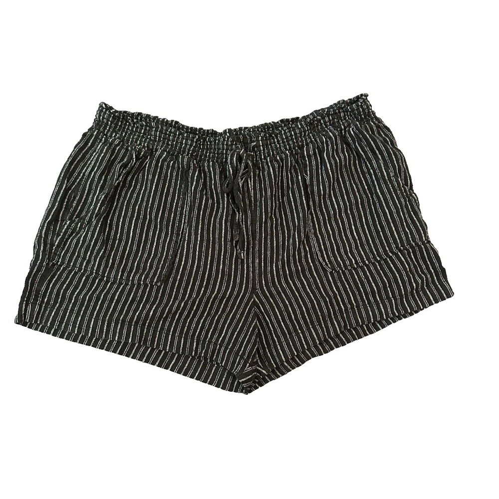 Linen Blend Time True Women's Wide Leg Black White Stripes Shorts XXL 20 Casual